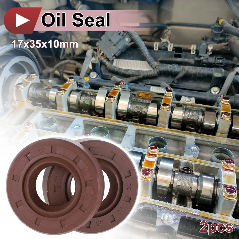 Make Model Oil Seal 17x35x10mm 2 x Seal Ring FKM Rubber Brown
