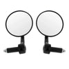 Universal Motorcycle 4" Round Black Handlebar End Mirrors
