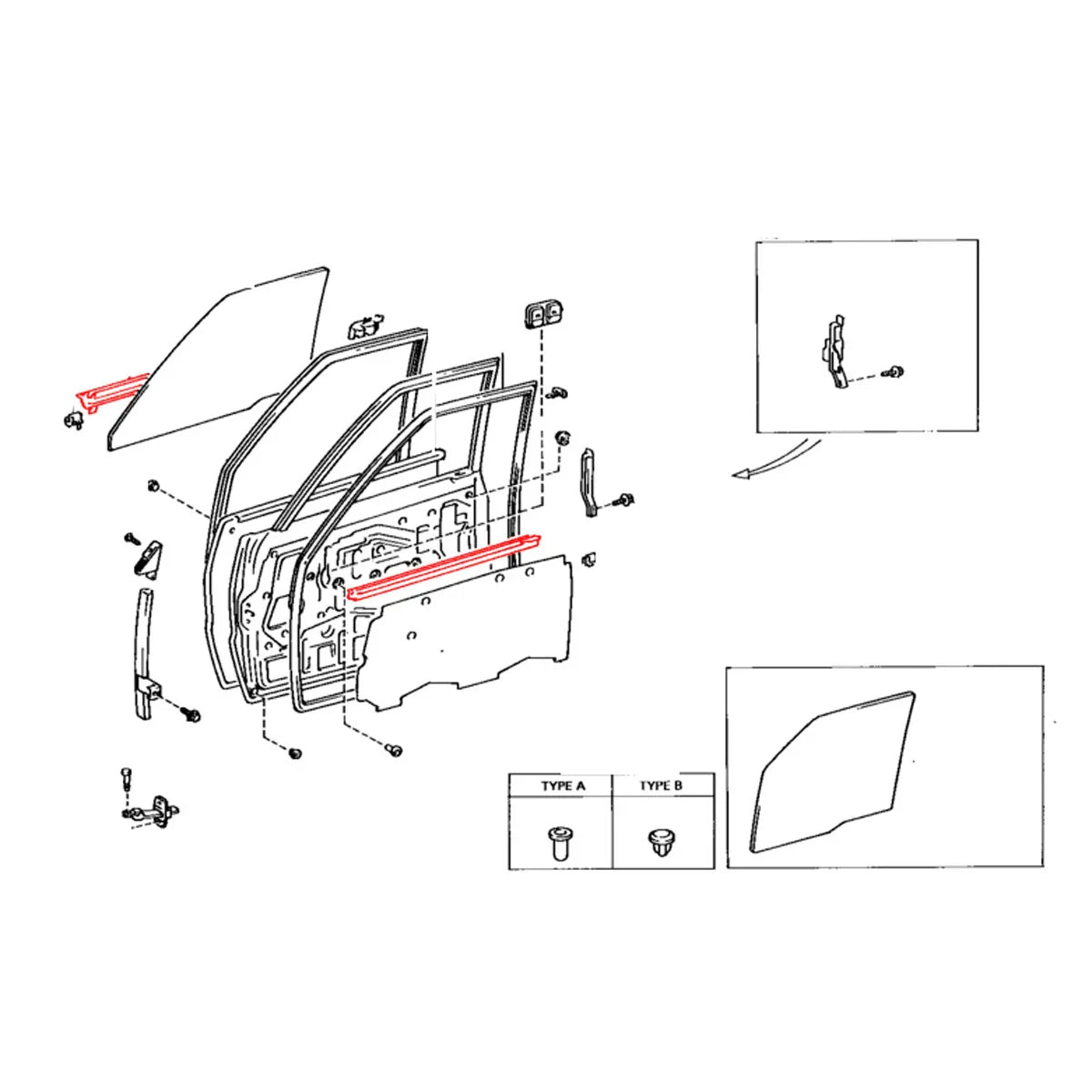 Front Door Belt Moulding for Toyota Hilux 1979-1983