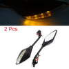 Motorcycle Pair 10MM Thread Yellow LED Turn Signals Indicator Side Mirrors