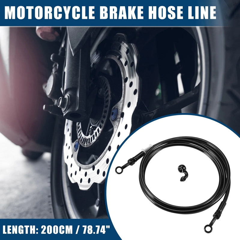 Bike 1set 200cm Motorcycle Hydraulic Brake Line Oil Hose Fitting Banjo