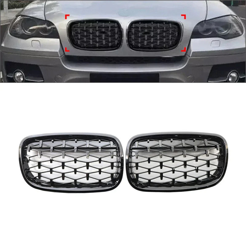 BMW X5 E70 X6 E71 Diamond Grille Front Bumper Kidney Grill (2007-2013)
