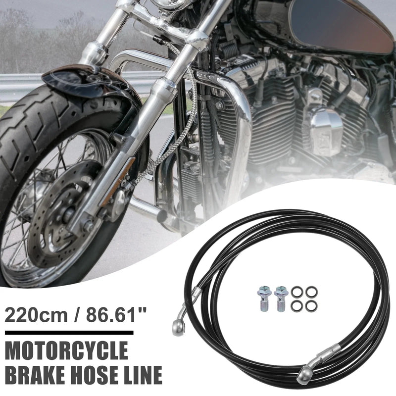 Brake Hose 1 Set Motorcycle Hydraulic Brake Line Oil Hose Pipe Bike 220cm Black