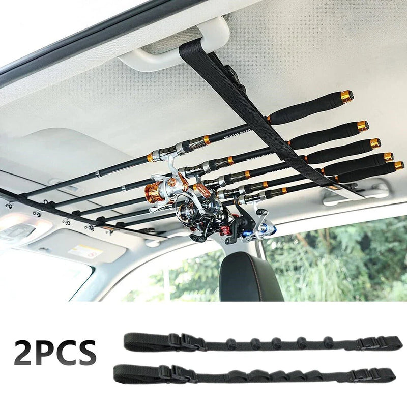 Car Roof Fishing Rod Rack Pole Holder Strap / 2 Pack