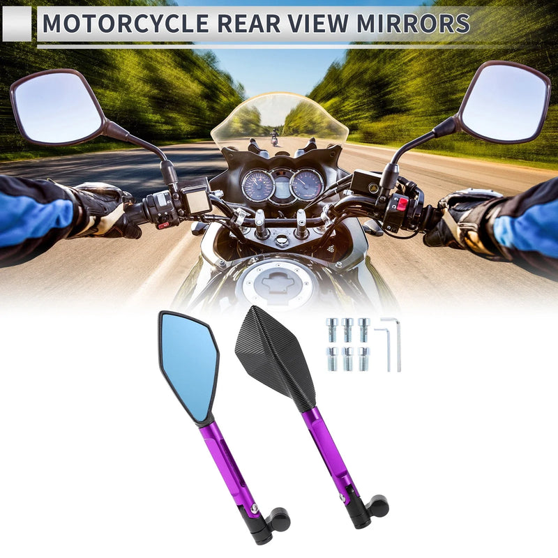 Motorcycle M8/M10 1 Set Motorcycle Rear View Mirrors Black Purple Aluminum