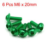 Motorcycle 6 x M6 x 20mm Green Hexagon License Plates Fairing Bolts Screws