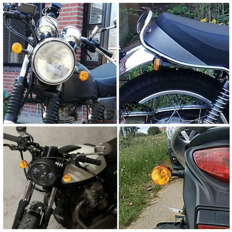 Universal Mini 2 x LED Motorcycle Turn Signal Indicators Amber Blinker Lights