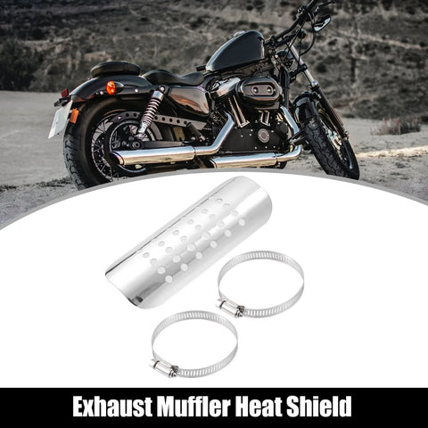 Motorcycle 1 Set Exhaust Heat Shield Shield Cover Heel Guard Silver Tone