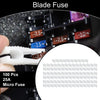 Car Boat Truck RV Motorcycle White 100 Pcs Micro Fuse 25A Blade Fuse