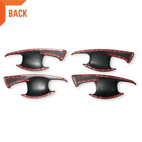 Toyota Hilux Matte Black Red 4 Door Handle Insert Bowl Cup Trim (15-22)