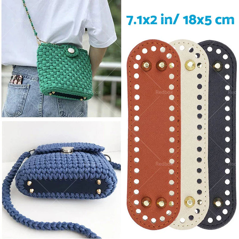 DIY Crochet Bag Bottom Oval Accessories 8PCS PU Leather Shaper Base Pad