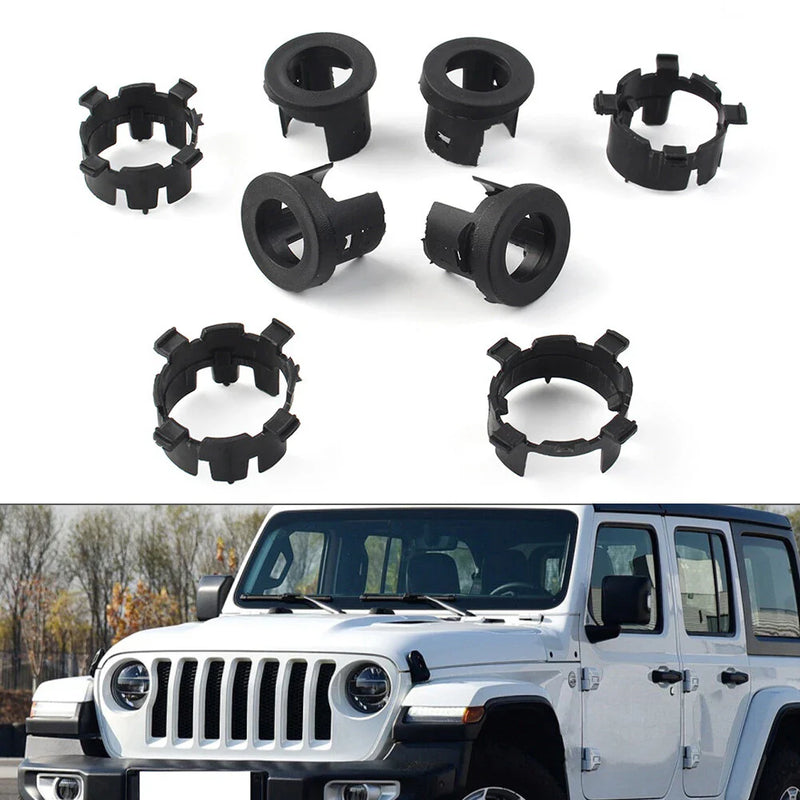 Jeep Wrangler 8 Pcs Black ABS Front Bumper Radar Probe Brackets (2018-2022)
