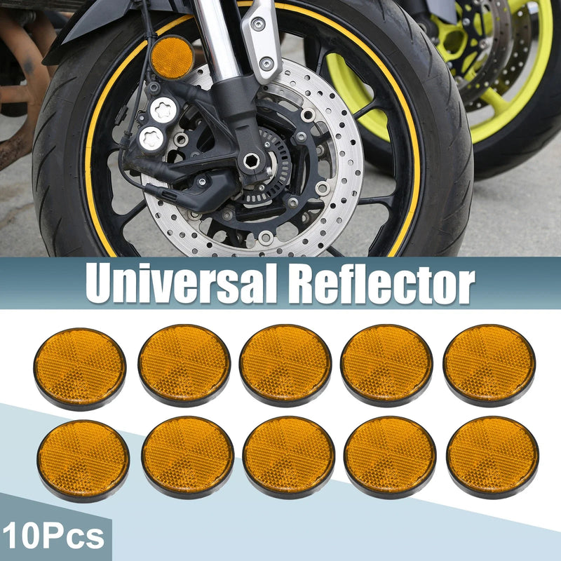 10 x Motorcycle Round Safety Spoke Reflective Self Adhesive Reflector Orange