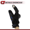 Pair Motorcycle Gloves Heat Dissipation Glove Full Finger Black Blue Polyester