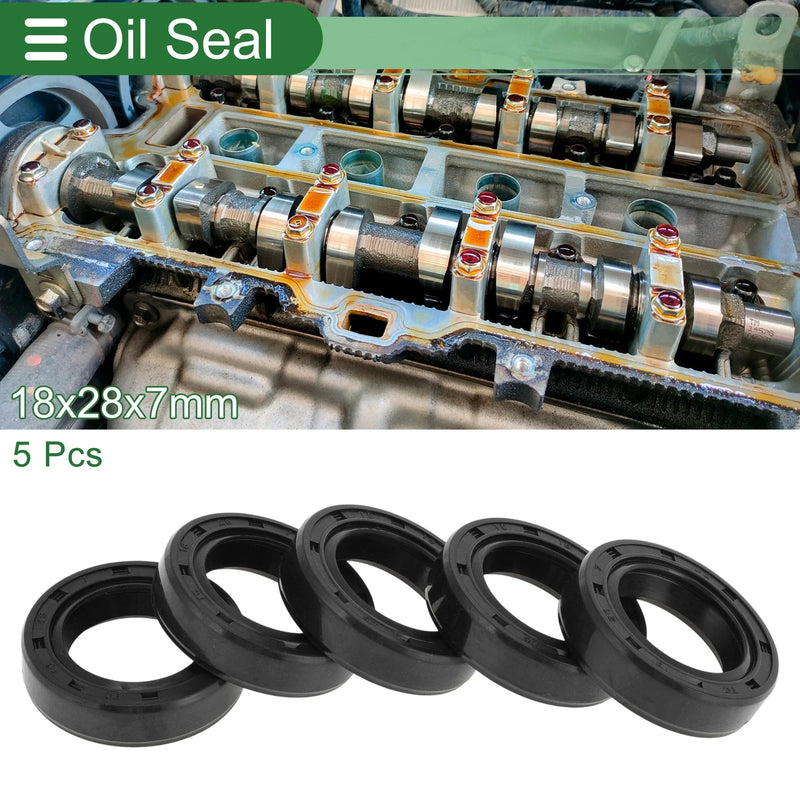 Make Model Oil Seal 18x28x7mm Black 5 Pcs Seal Ring NBR Rotary Shaft Seal