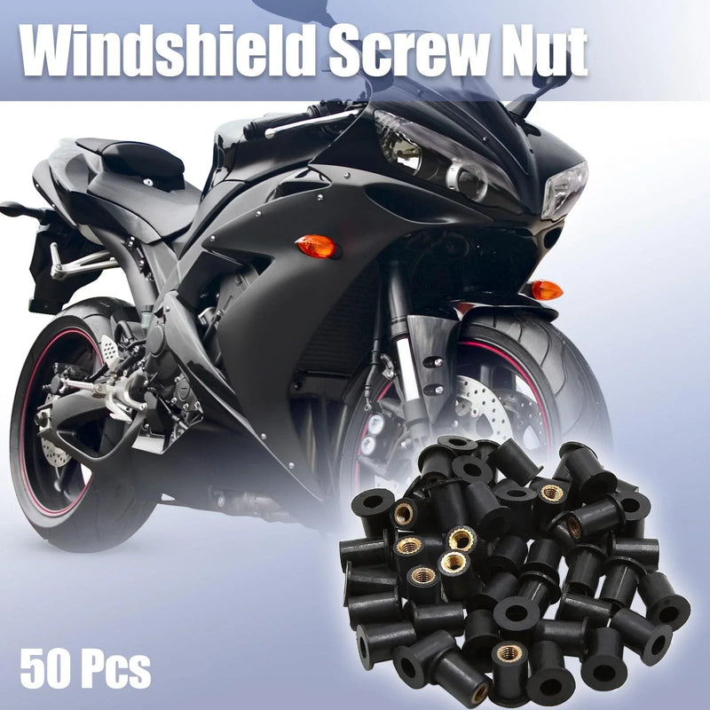 Motorcycle Screws Nut / 50pcs / M5 Black Rubber Windscreen Windshield