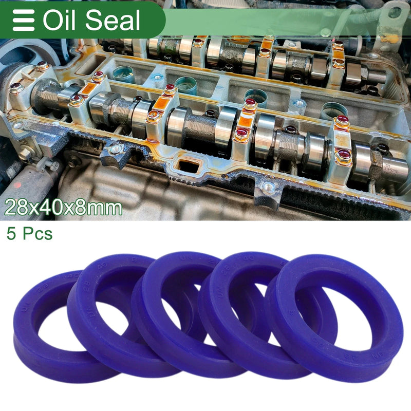Vehicle Oil Seal 28x40x8mm Rotary Shaft Seal TPU Blue 5 x pcs