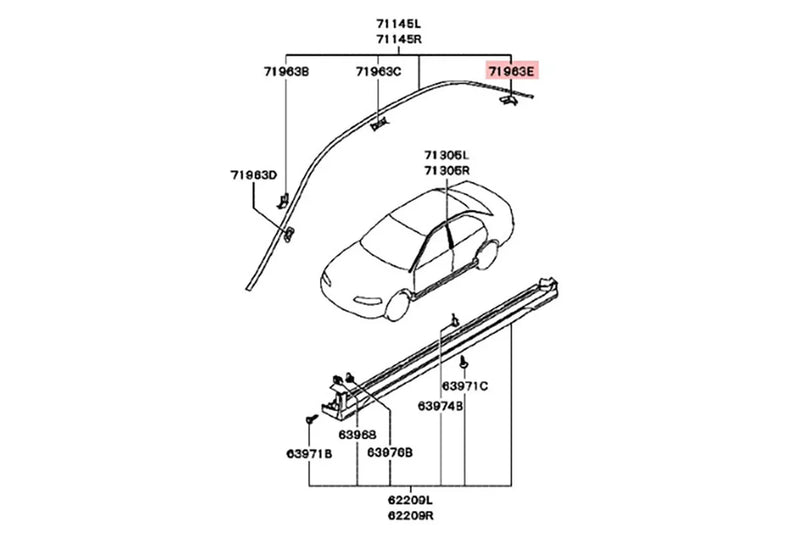 Mitsubishi Colt Lancer Sedan Mirage 10 Roof Moulding Clips (1991-2010)