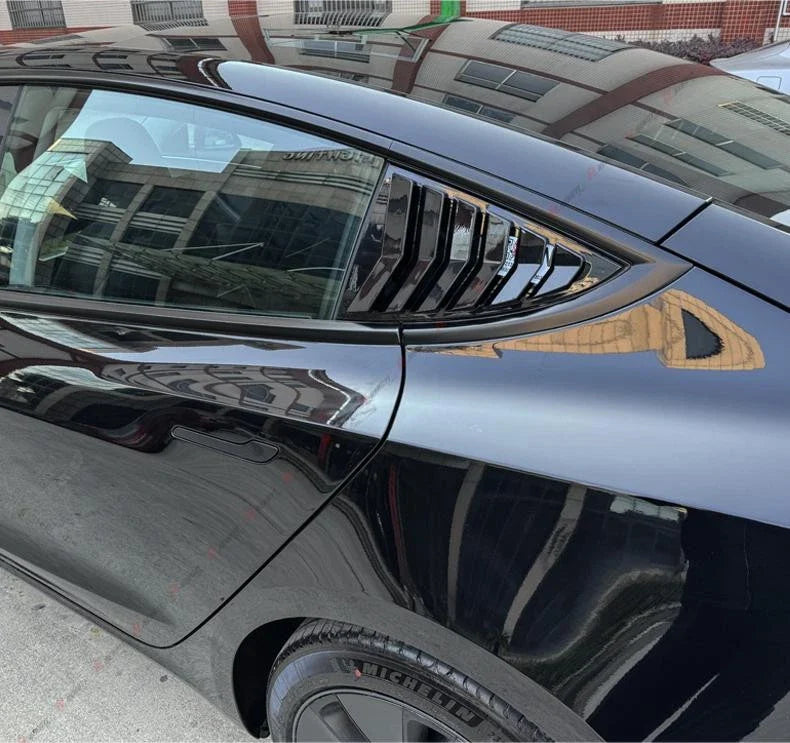 Tesla Model 3 Gloss Black Rear Window Louver Shutter Cover Trim