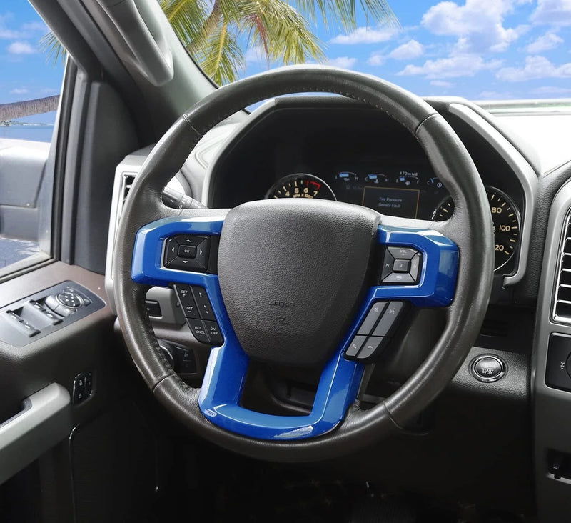 F150 F250 Blue Steering Wheel Panel Cover Frame Trim Cove Decor (2015–2020)
