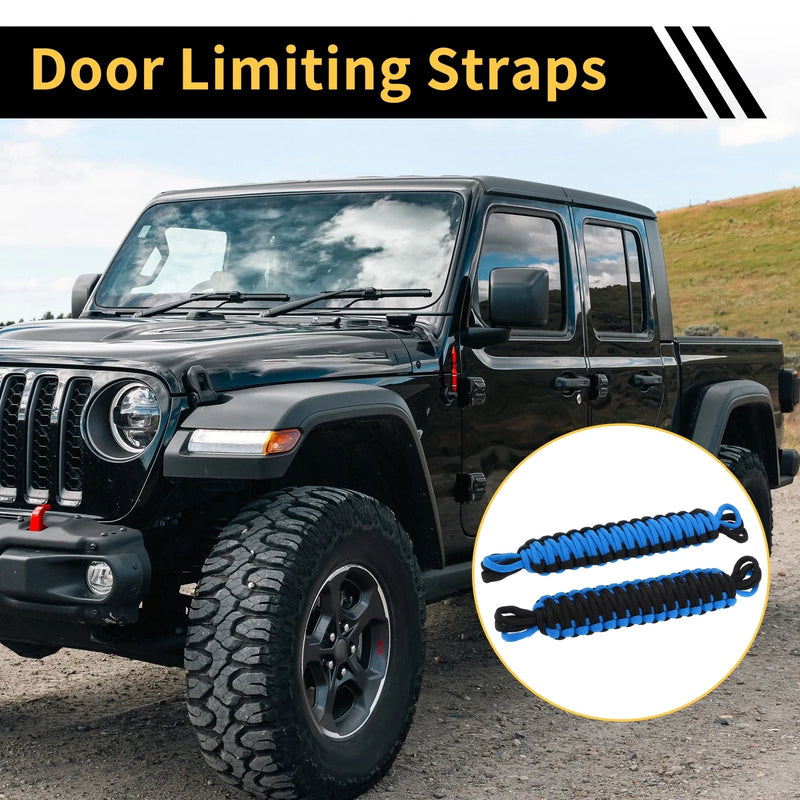 Jeep Wrangler TJ JK JKU (2007-2018) Black Blue 2 x Door Limiting Straps