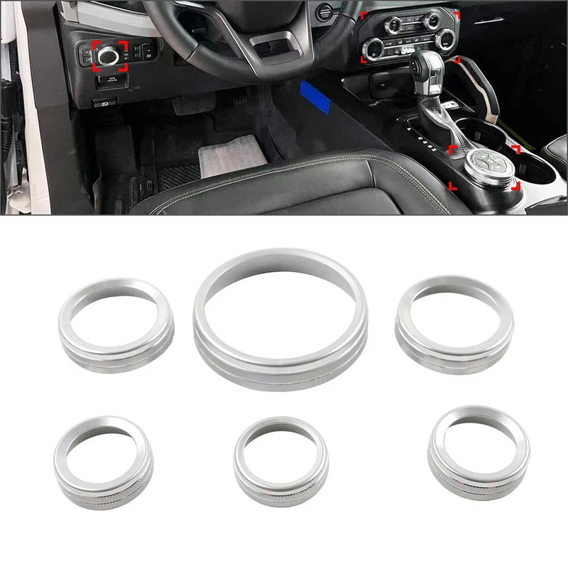Ford Bronco (2021-2022) Silver Stereo Tune Knob Headlight Switch Covers