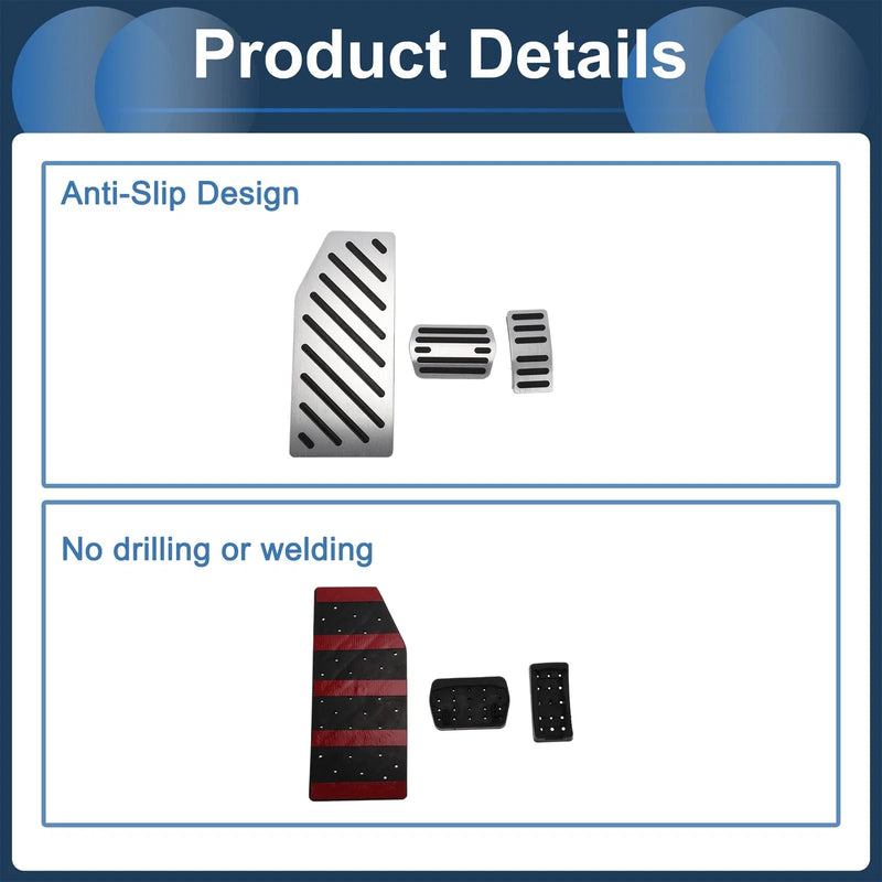 Ford Edge (2023) Silver Tone 3 x Automatic Foot Accelerator Pedal Covers