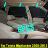 Toyota Highlander Sunshade 6x Side Window Privacy Black Silver (2008–2013)
