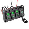 Car Boat Marine RV Truck Green LED 12V 3 Gang Toggle Rocker Switch Panel