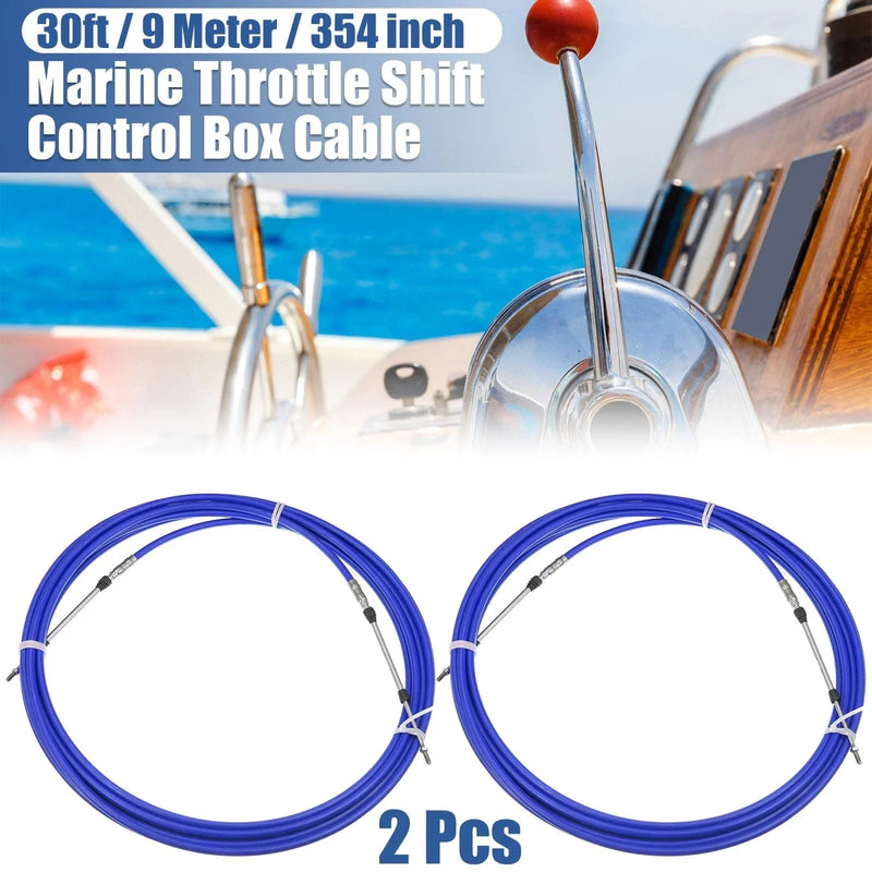Yamaha Blue 2 x 30ft Marine Type Shift Remote Control Box Cable