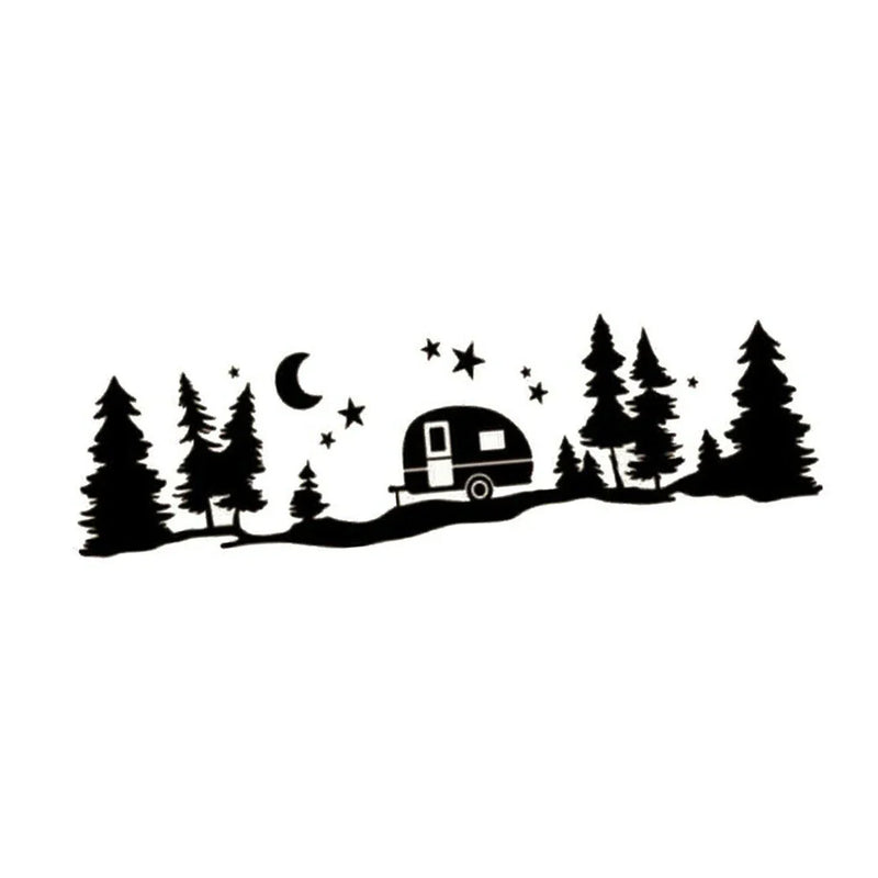 RV Camper Car Adventure Sticker Decal Tree Moon Star Graphic
