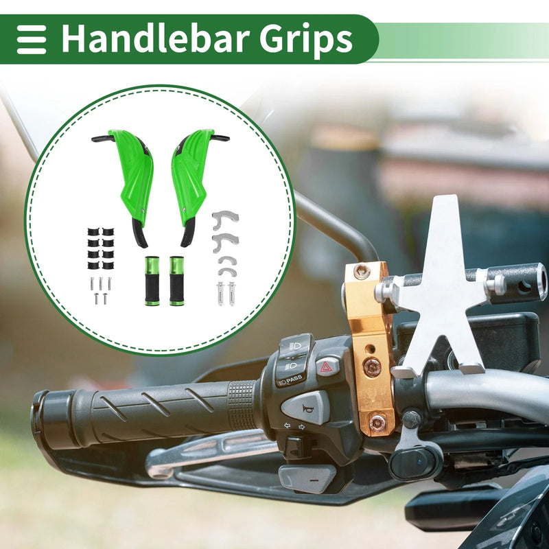 Motorcycle Motorcycle Hand Grips Cover Kit End Grips Aluminum Rubber Green