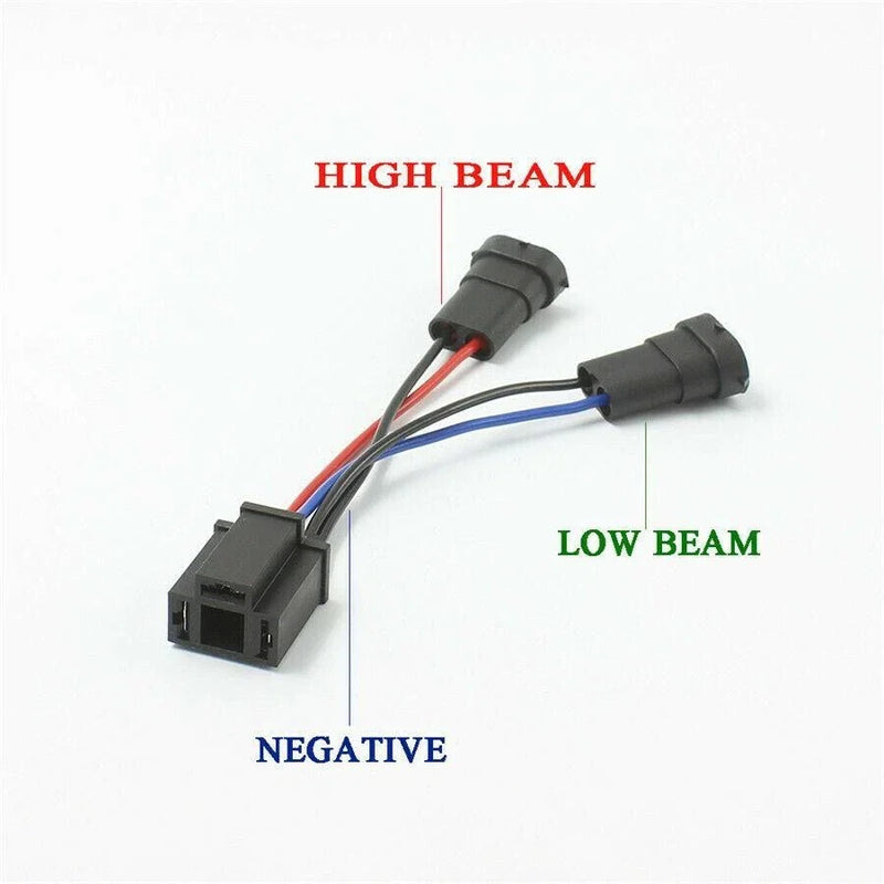 2 x H9/H11 to H4 3-Prong Female Dual Beam Headlight Splitter Harness Adapter