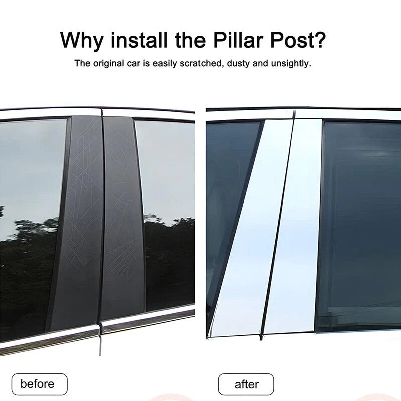 2007-14 Cadillac Escalade ESV EXT 4PC Chrome Pillar Posts Door Trim