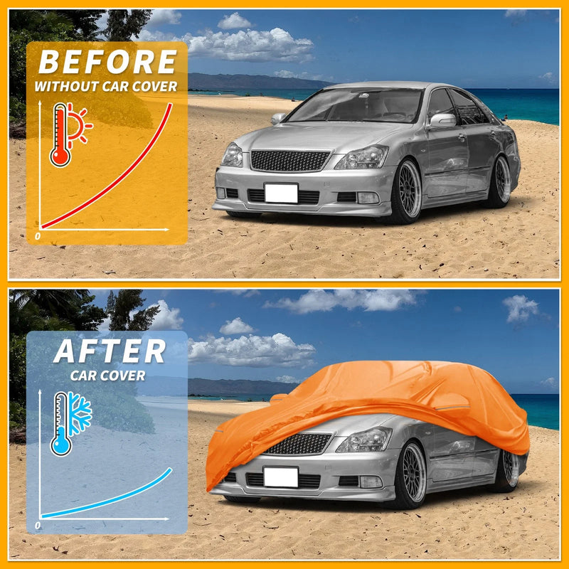 Toyota Crown Waterproof Car Cover (210D-PU, Orange)