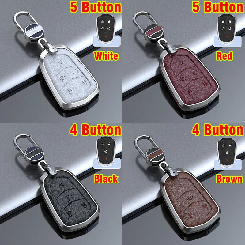 Cadillac XT5 CT6 ATS CTS SRX Alloy Leather Key Fob Cover (2015–2019)