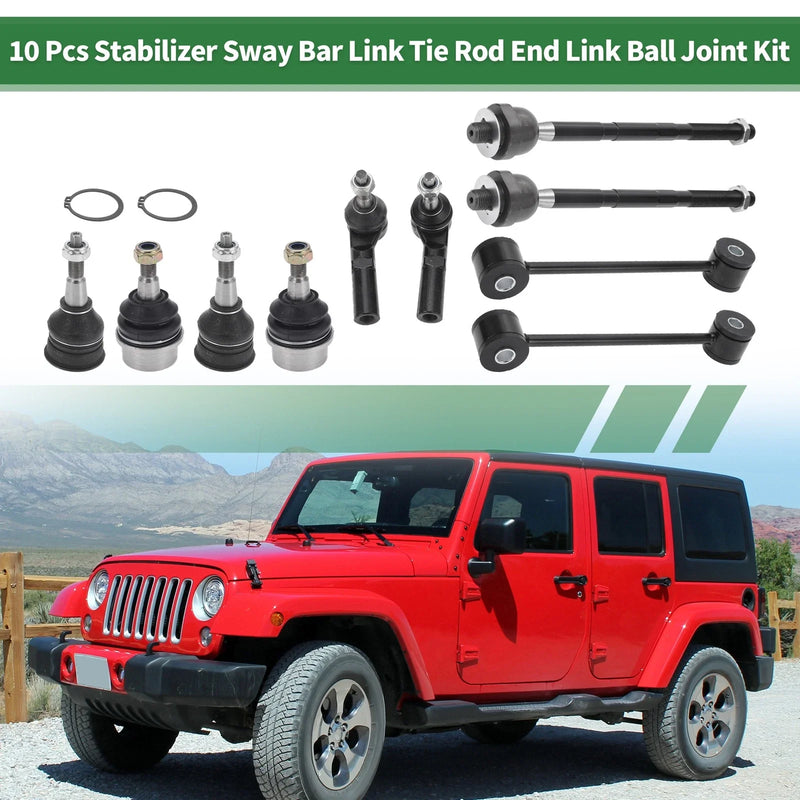 Jeep 10 x Suspension Kit Tie Rod Ends Sway Bar Links (2007-2018)