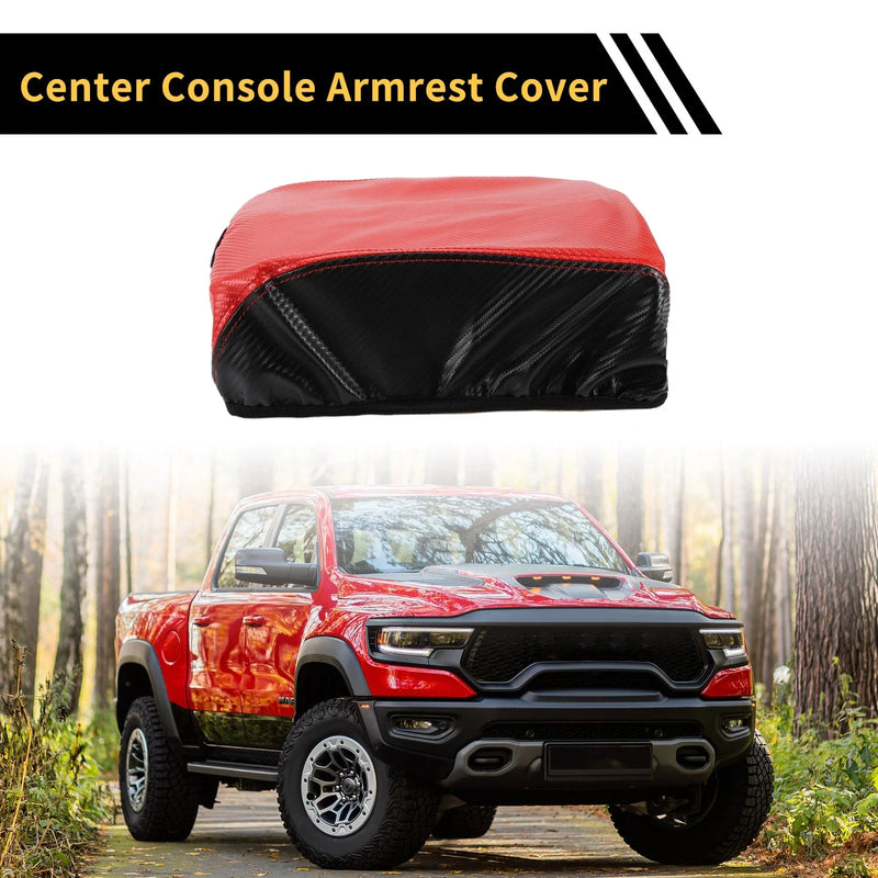 Ford F-150 (2015-2020) Carbon Fiber Red Console Lid Armrest Cover