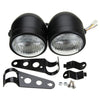 Motorcycle Street Fighter Universal Black Twin Headlight Dual Lamp