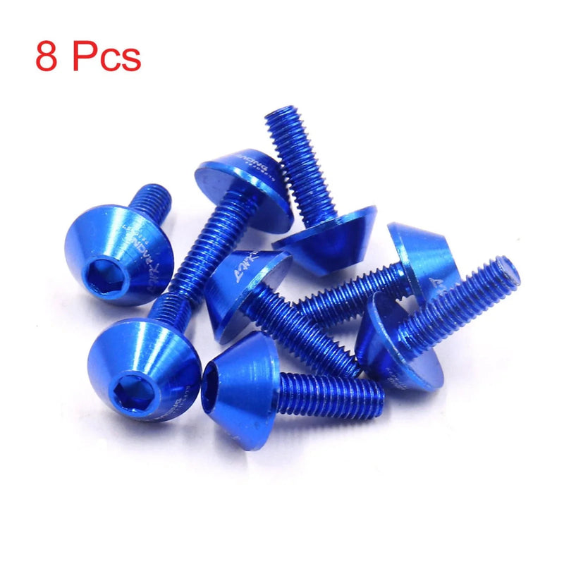 Motorcycle 8pcs / M6 x 15 / Hex Socket Head Bolts Screws Blue Aluminum Alloy