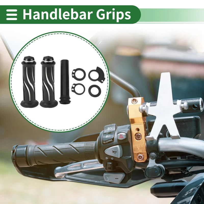 Motorcycle White Curve Pattern Grips / 7/8" 22mm Hand Grips Cover Kit