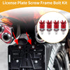 Universal Motorcycle M6 / 40mm / License Plate Screws Cover Red Aluminum Alloy 4 Pcs