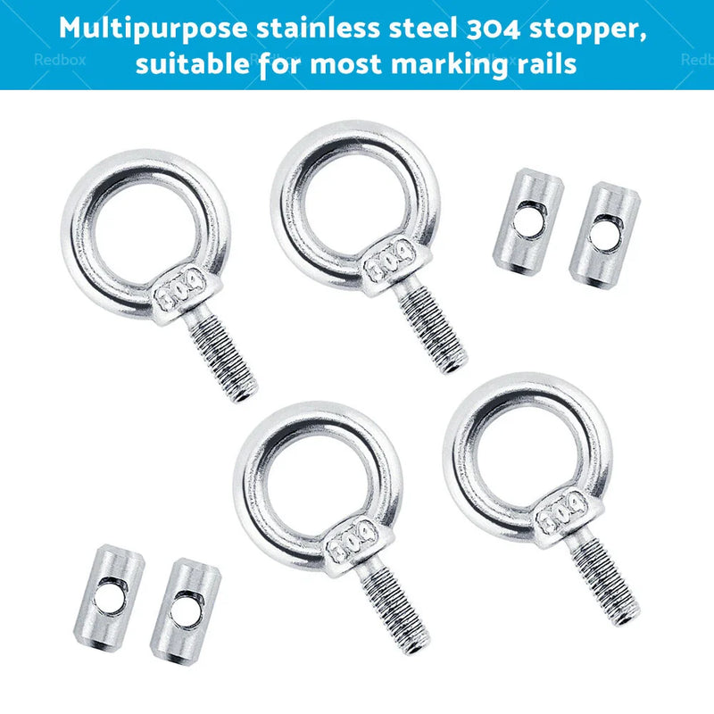 Boat RV Caravan 4 x Stainless Steel Awning Rail Stoppers Track Screws