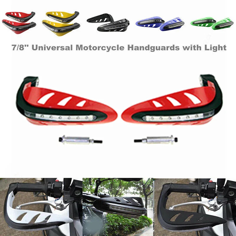 Universal ATV Enduro, Red Motorcycle Handguards 2 x LED Lights