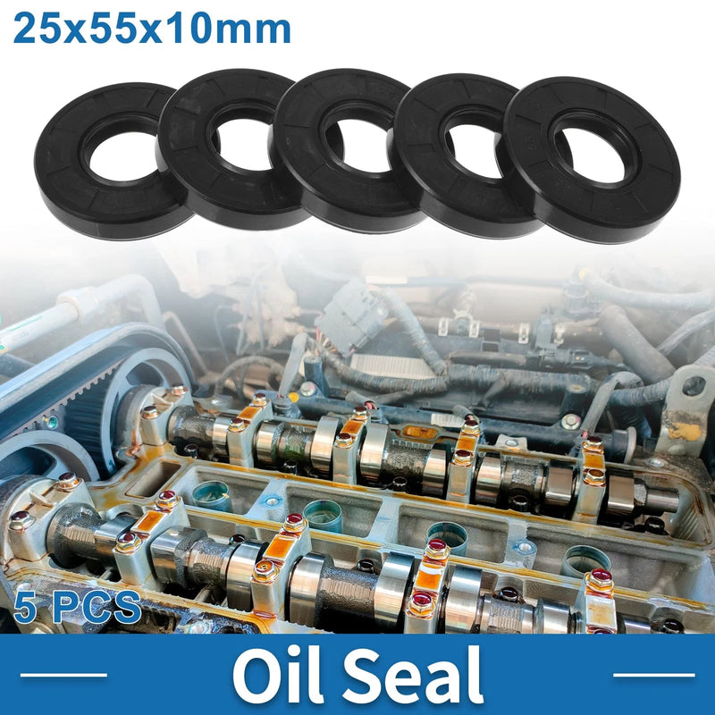 Make Model Oil Seal 25x55x10mm Nitrile Rubber Black 5 pcs