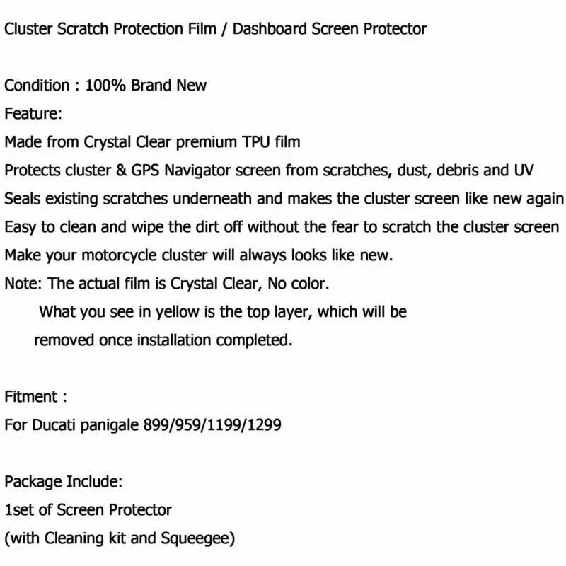 DUCATI PANIGALE Scratch-Resistant Screen Protector Film (2012-2023)