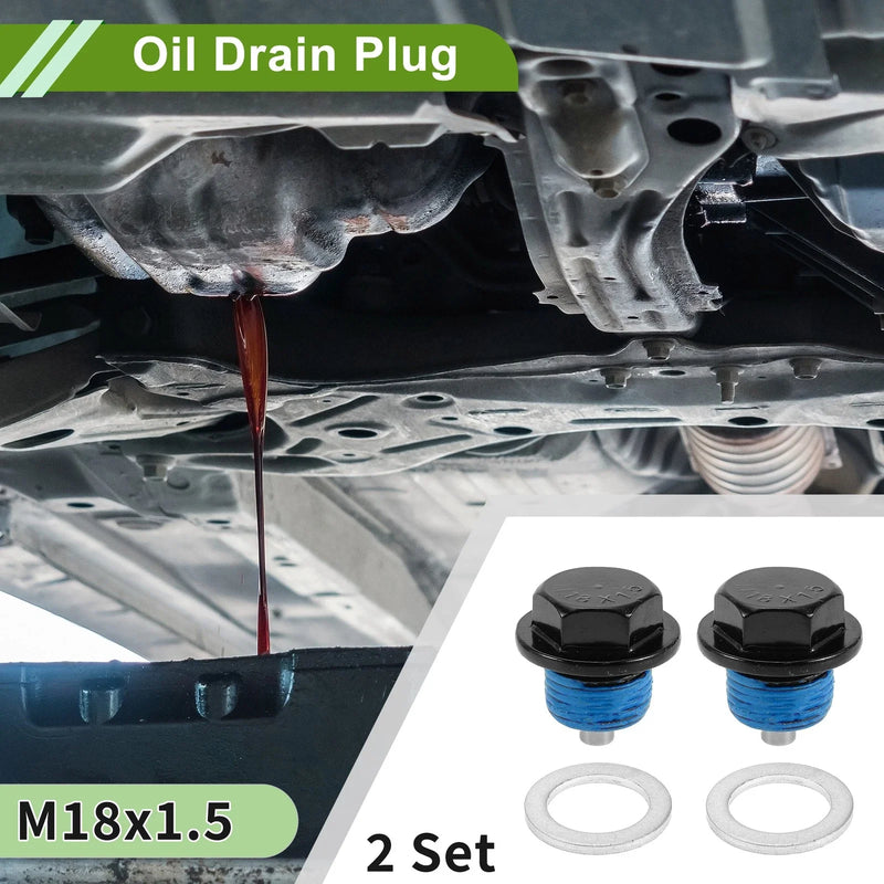 Car Motorcycle 2 x M18x1.5 Aluminum Oil Drain Plug with Gasket