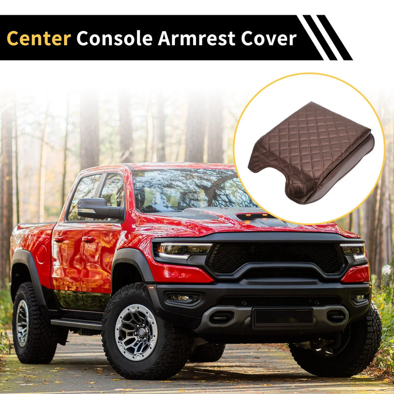 Ford F-150 Microfiber Leather Carbon Fiber Brown Armrest Cover