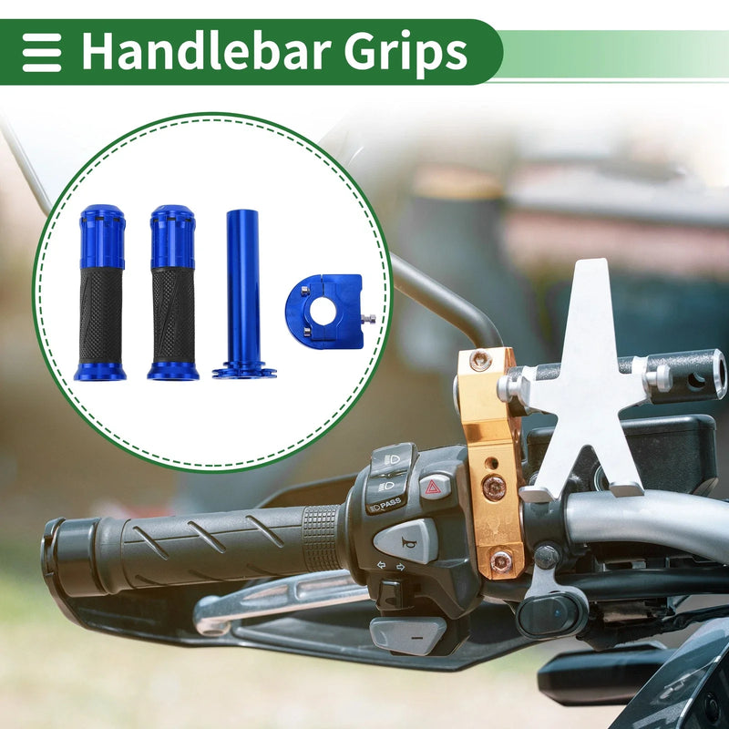 Motorcycle 7/8 22mm Hand Grips Rhombus Pattern Blue