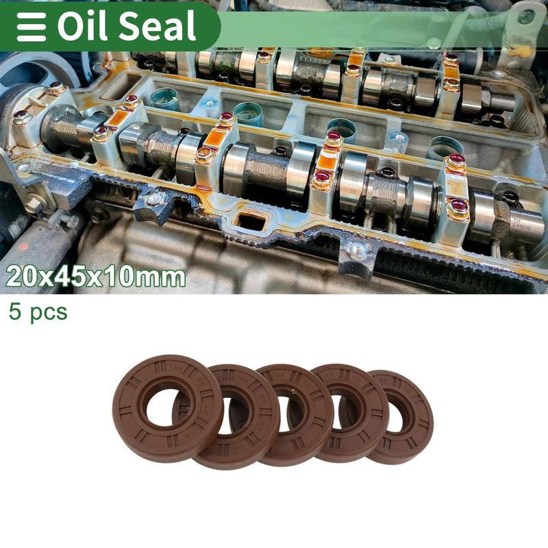 Vehicles Oil Seal 20x45x10mm FKM Rubber Brown 5 Pcs